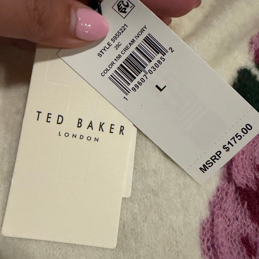 NWT Ted Baker London Floral Embroidered Wool Alpaca Blend Cream Sweater Women M - Picture 7 of 12